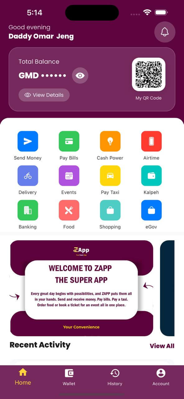 ZApp Mobile Application Interface